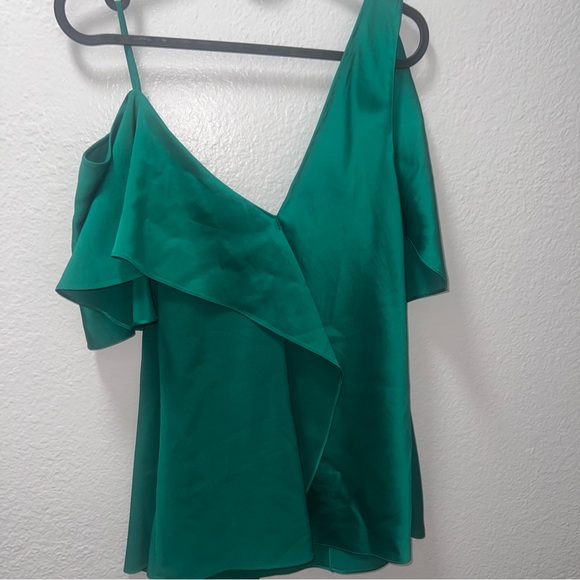 Diane Von Furstenberg Maxi Ruffle Asymmetrical Evergreen Top P - Picture 5 of 9